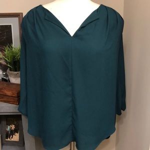 Peacock-blue, chiffon blouse